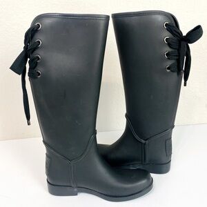 Coach Tristee Matte Black Tall Rain Boots Size 7